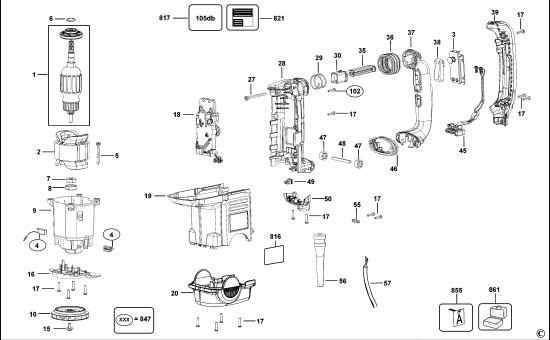 DEWALT Ersatzteile MEISSELHAMMER D25870K Typ: 1 QS
