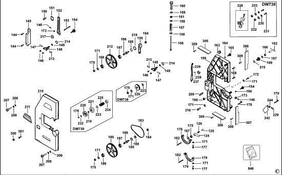 DEWALT Ersatzteile BANDSÄGE DW738 Typ: 3 QS