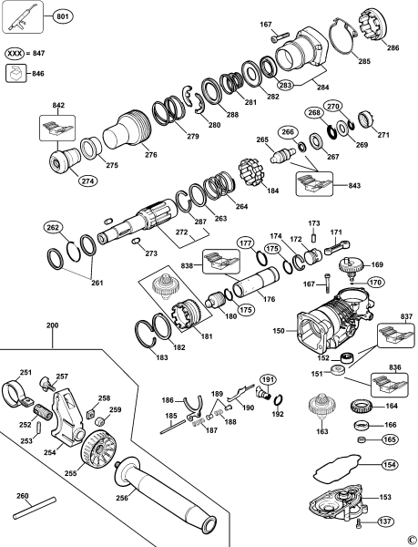 DEWALT Ersatzteile DREHHAMMER D25500K Typ: 3 QS