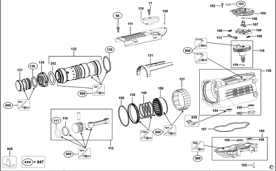 DEWALT Ersatzteile MEISSELHAMMER D25891K Typ: 1 XJ