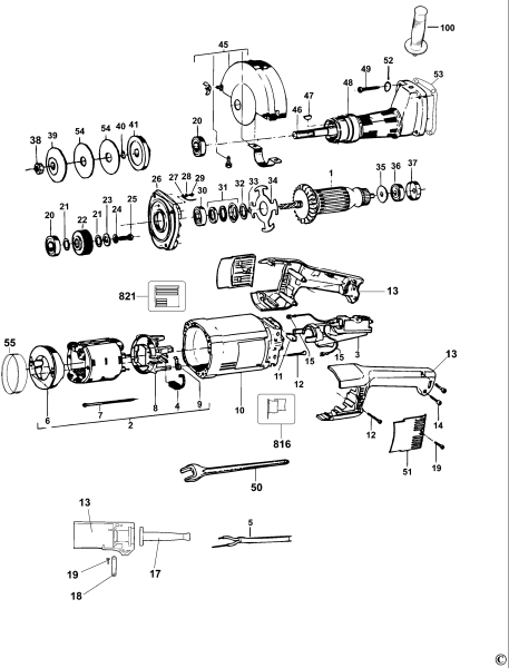 DEWALT Ersatzteile GERADER SCHLEIFER DW882 Typ: 2 QS