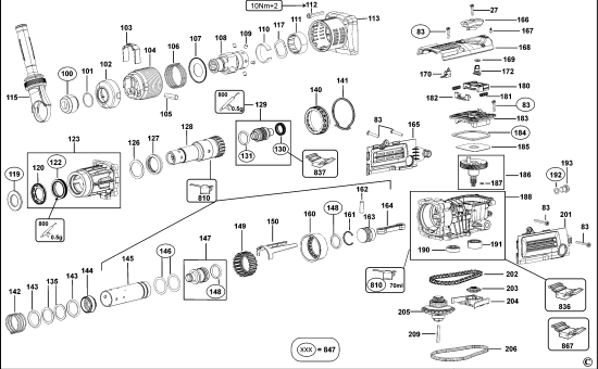 DEWALT Ersatzteile DREHHAMMER D25651K Typ: 1 XJ