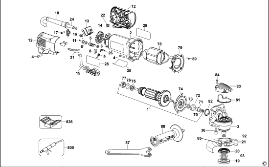 DEWALT Ersatzteile KLEINER WINKELSCHLEIFER D28142 Typ: 2 QS