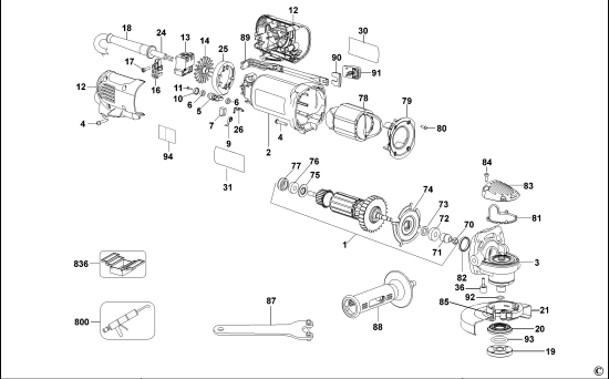 DEWALT Ersatzteile KLEINER WINKELSCHLEIFER D28135 Typ: 4 QS