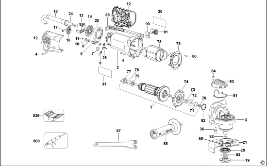 DEWALT Ersatzteile KLEINER WINKELSCHLEIFER D28132C Typ: 2 QS