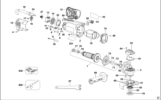 DEWALT Ersatzteile KLEINER WINKELSCHLEIFER D28130 Typ: 3 QS