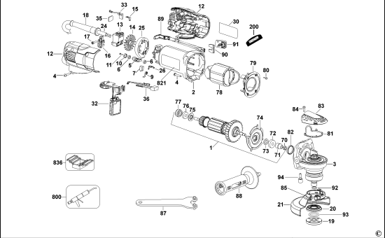 DEWALT Ersatzteile KLEINER WINKELSCHLEIFER D28117 Typ: 3 QS