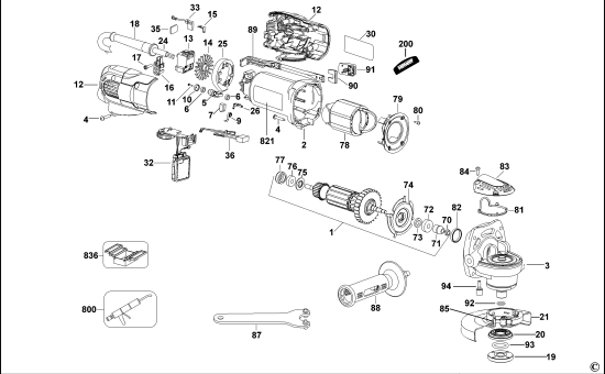 DEWALT Ersatzteile KLEINER WINKELSCHLEIFER D28116 Typ: 3 QS