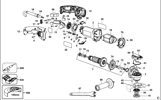 DEWALT Ersatzteile KLEINER WINKELSCHLEIFER D28065 Typ: 3 QS