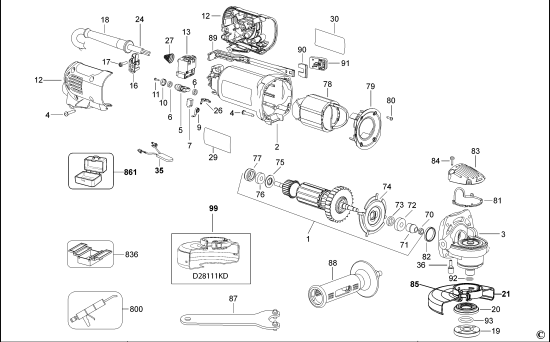 DEWALT Ersatzteile KLEINER WINKELSCHLEIFER D28111 Typ: 3 QS