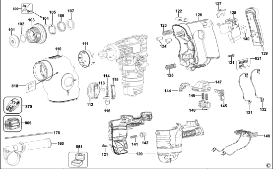DEWALT Ersatzteile DREHHAMMER DC222K Typ: 2 QW
