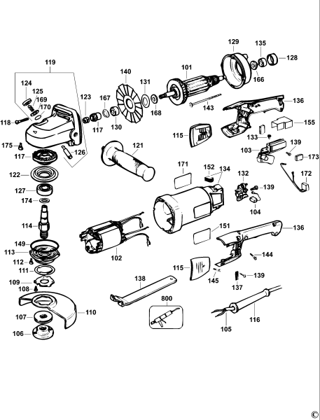 DEWALT Ersatzteile WINKELSCHLEIFER DW831 Typ: 4 QS