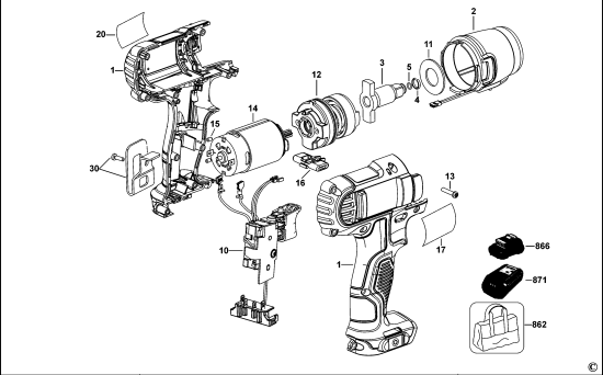 DEWALT Ersatzteile SCHLAGSCHRAUBENSCHL. DCF813 Typ: 1 - AS XJ