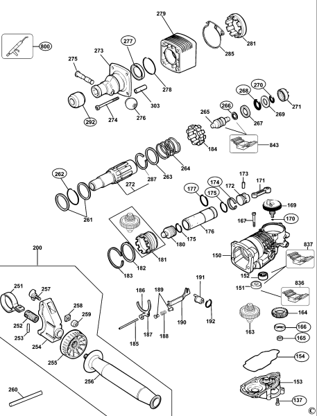 DEWALT Ersatzteile DREHHAMMER D25650K Typ: 3 XJ