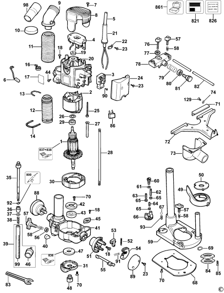 DEWALT Ersatzteile FRÄSMASCHINE DW622 Typ: 3 QS