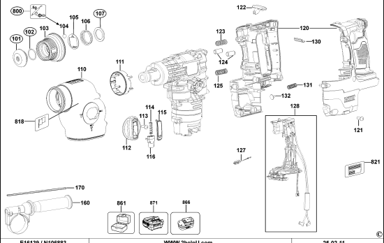 DEWALT Ersatzteile DREHHAMMER DCH213 Typ: 1 QW