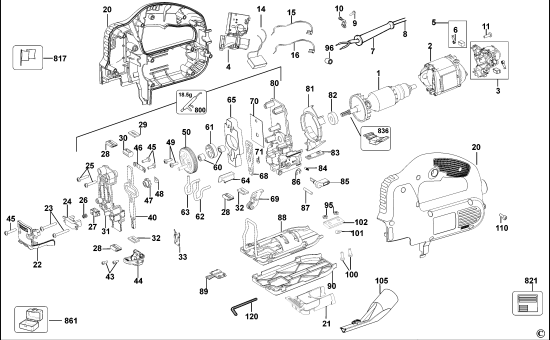 DEWALT Ersatzteile STICHSÄGE DW341K Typ: 3 QS
