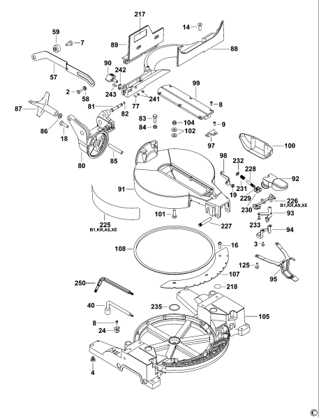 DEWALT Ersatzteile GEHRUNGSSÄGE DW713 Typ: 2 QS