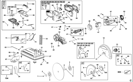 DEWALT Ersatzteile SCHROTSÄGE D28710 Typ: 1 QS