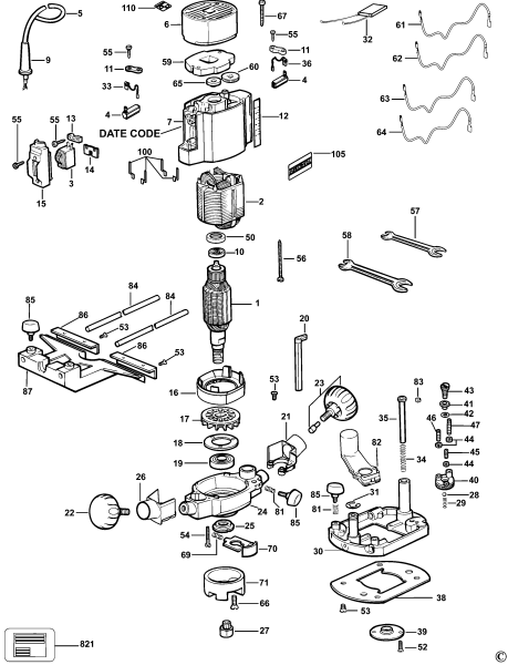 DEWALT Ersatzteile FRÄSMASCHINE DW615 Typ: 5 QS