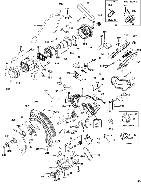 DEWALT Ersatzteile GEHRUNGSSÄGE DW718 Typ: 5 QS