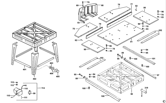 DEWALT Ersatzteile RADIALARMSÄGE DW721KN Typ: 2 QS