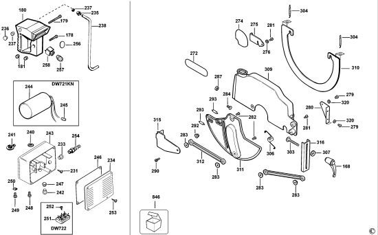 DEWALT Ersatzteile RADIALARMSÄGE DW721KN Typ: 2 QS