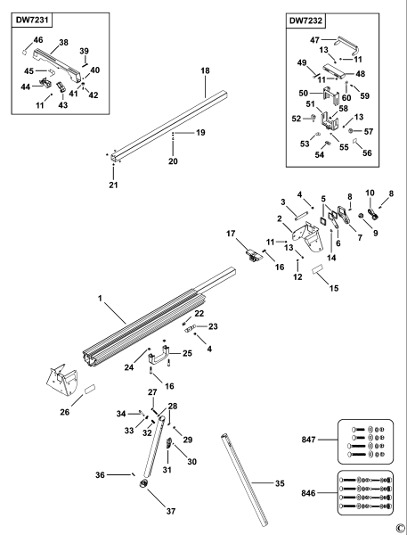 DEWALT Ersatzteile BEINSTÄNDER DWX724 Typ: 1 XJ