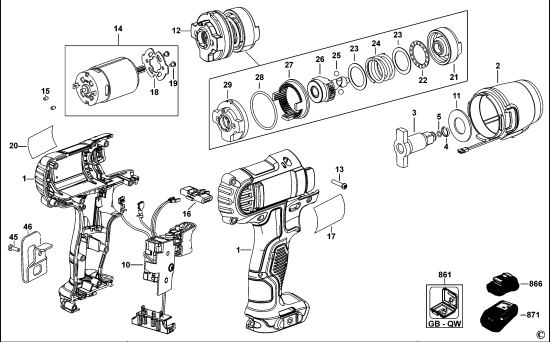 DEWALT Ersatzteile SCHLAGSCHRAUBENSCHL. DCF813 Typ: 1 - EU QW