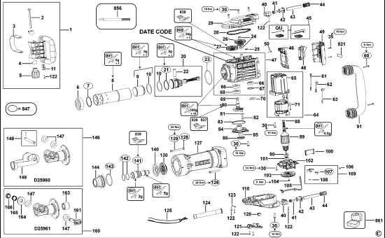 DEWALT Ersatzteile MEISSELHAMMER D25960 Typ: 1 QS