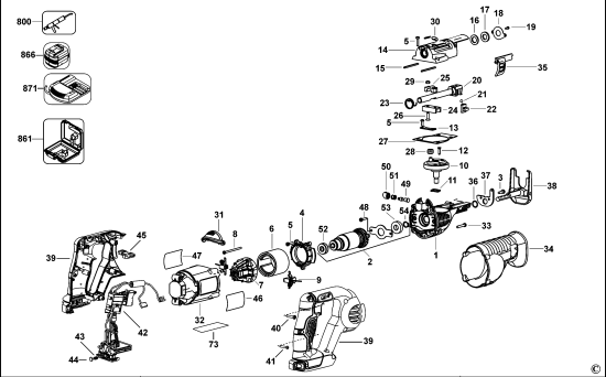 DEWALT Ersatzteile AKKU SÄBELSÄGE DCS380 Typ: 1 QW
