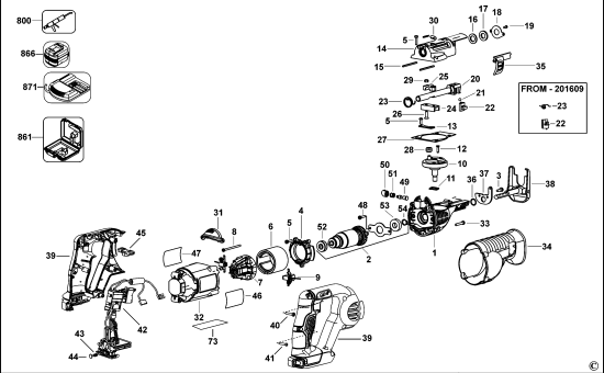 DEWALT Ersatzteile AKKU SÄBELSÄGE DCS320 Typ: 1 QW