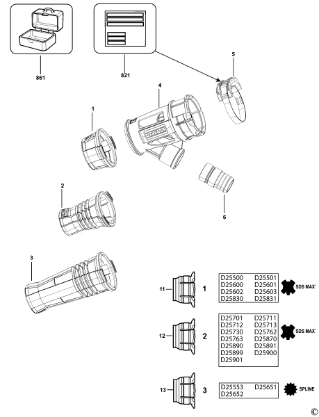 DEWALT Ersatzteile ENTNEHMERSATZ DWH051 Typ: 1 XJ