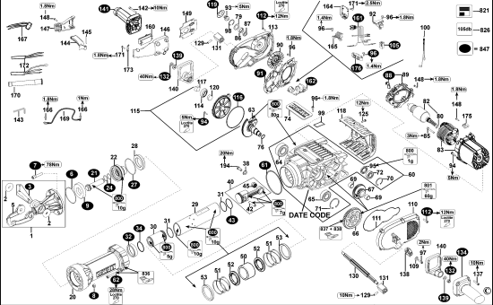 DEWALT Ersatzteile MEISSELHAMMER D25980 Typ: 3 QS