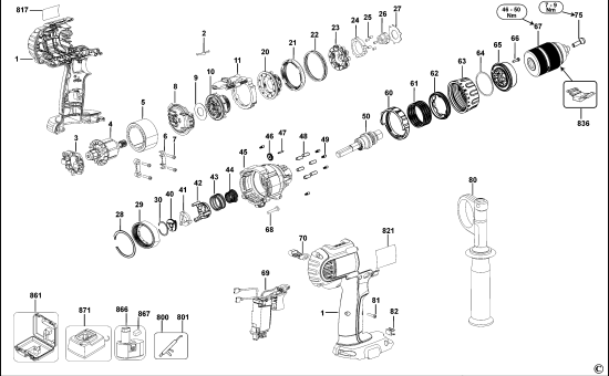 DEWALT Ersatzteile KOMBINATIONSEINHEIT DCD925 Typ: 11 QW