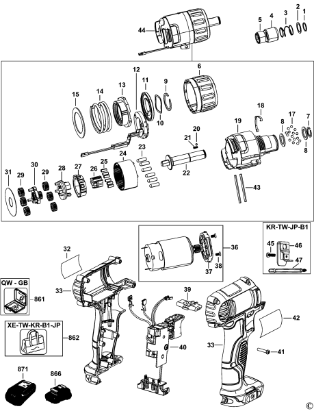 DEWALT Ersatzteile SCHRAUBENDREHER DCF610 Typ: 2 QW