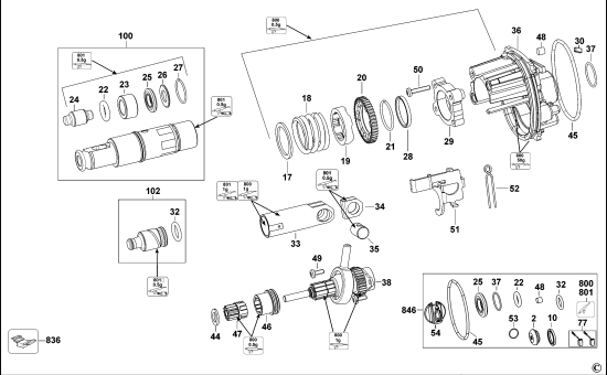 DEWALT Ersatzteile DREHHAMMER DWEN101K Typ: 1 QS
