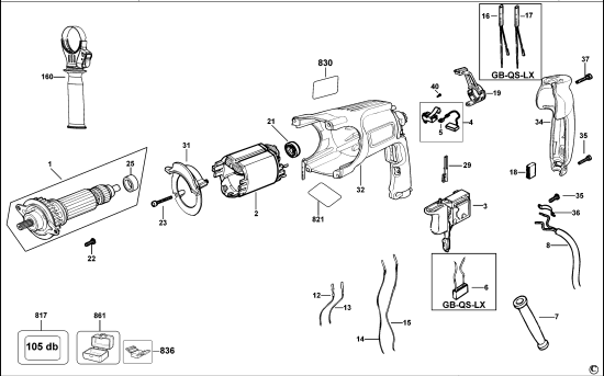 DEWALT Ersatzteile DREHHAMMER DWEN102K Typ: 1 QS