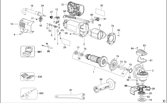DEWALT Ersatzteile KLEINER WINKELSCHLEIFER DWEN201 Typ: 1 QS