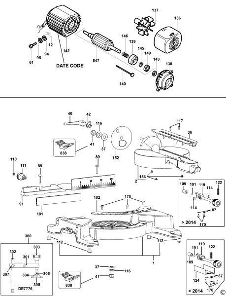 DEWALT Ersatzteile TISCH SAGEN DW711 Typ: 7 QS