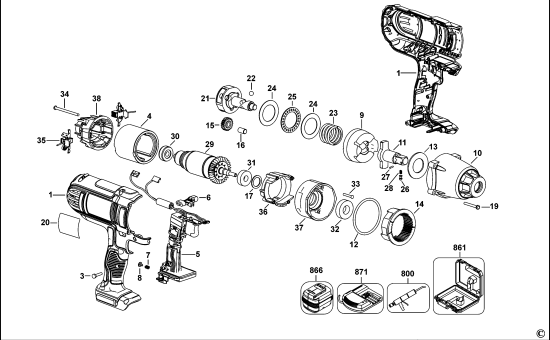 DEWALT Ersatzteile SCHLAGSCHRAUBENSCHL. DCF889 Typ: 1 QW