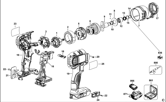 DEWALT Ersatzteile SCHLAGSCHRAUBER DCF835M2 Typ: 1 QW