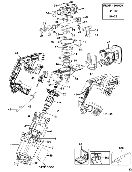 DEWALT Ersatzteile SÄBELSÄGE DWE357 Typ: 1 QS
