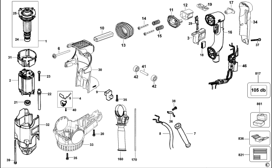 DEWALT Ersatzteile DREHHAMMER D25323K Typ: 2 QS