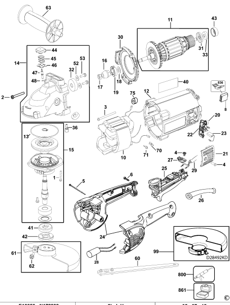 DEWALT Ersatzteile WINKELSCHLEIFER D28492S Typ: 3 QS