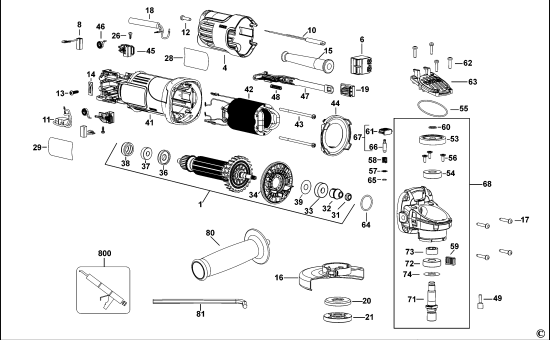 DEWALT Ersatzteile KLEINER WINKELSCHLEIFER DWE4050 Typ: 1 QS