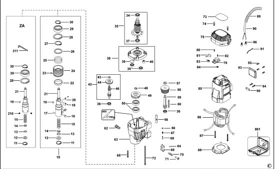 DEWALT Ersatzteile MAG. BOHRMA. STÄNDER DWE1622K Typ: 1 QS