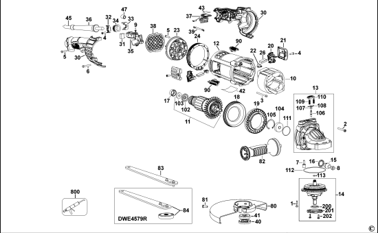 DEWALT Ersatzteile WINKELSCHLEIFER DWE4579 Typ: 1 QS