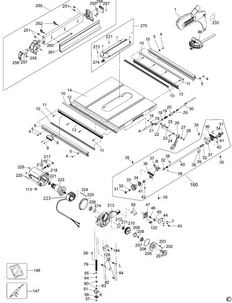 DEWALT Ersatzteile TISCH SAGEN DW745 Typ: 3 QS