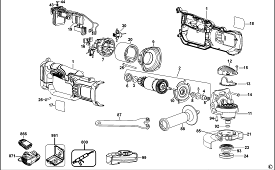 DEWALT Ersatzteile KLEINER WINKELSCHLEIFER DCG422 Typ: 1 QW